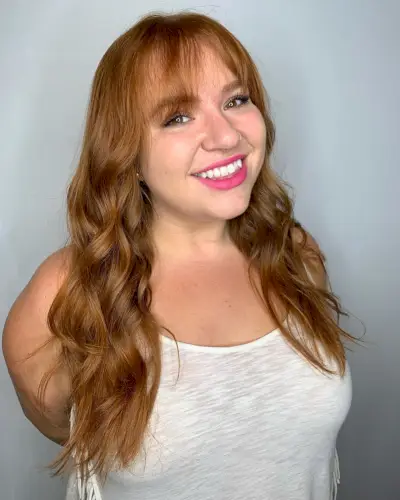 light and wispy bangs on long hair and round faces