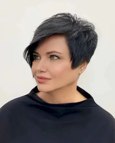 short pixie cut with side bangs