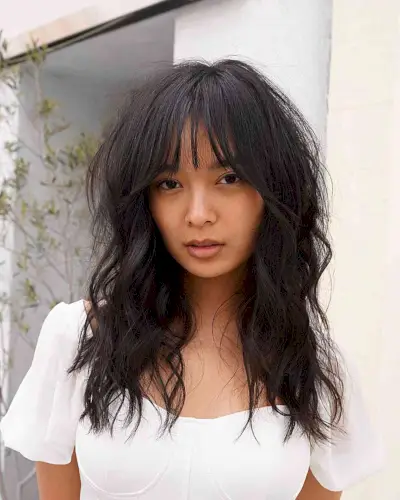 Wispy and Textured Hairstyle with Wispy Bangs