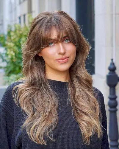 Long Light Brown Octopus Cut with Wispy Bangs