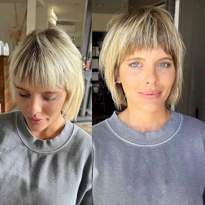 Deep Face Frame and Choppy Bangs for women with balayage short hair