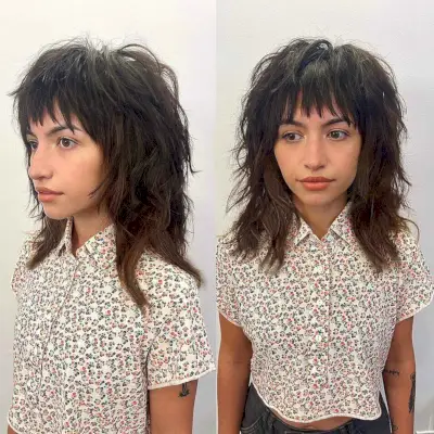 Mid-Length Shaggy Wolf Cut with Textured Bangs