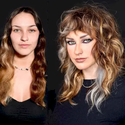 Messy Wolf Haircut with Baby Bangs for Curly Hair