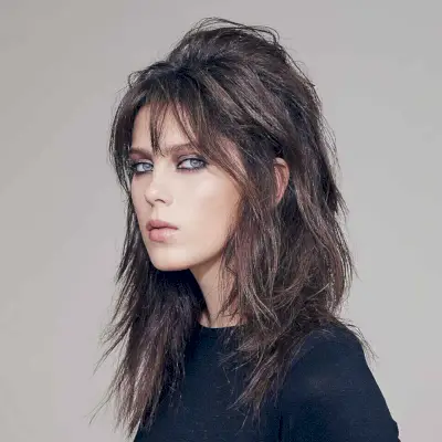 Textured Wolf Style with Bangs for Medium-Length Hair