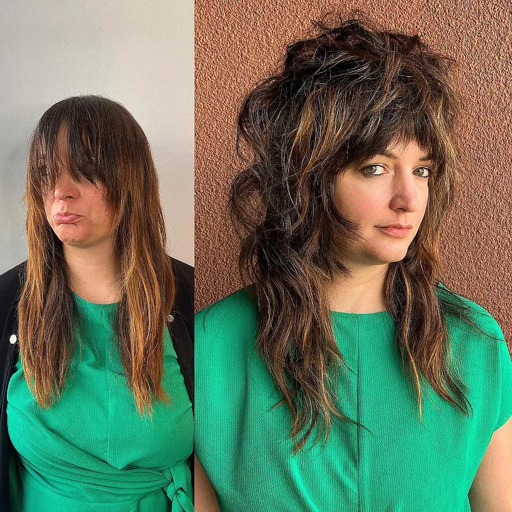 lange shag met schokkerige pony' title=