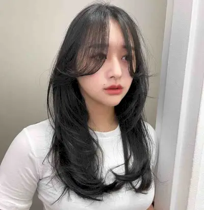 Wispy Long Curtain Bangs with Long Feathered Layers for Straight Hair