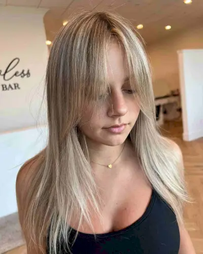 Longer Curtain Bangs and Choppy Ends for Straight Thin Hair