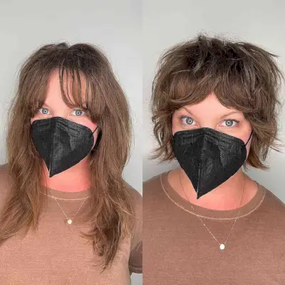 Shaggy Bob with Shorter Layers and Curtain Fringe