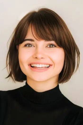 Bob scurt cu breton pentru fețe rotunde.