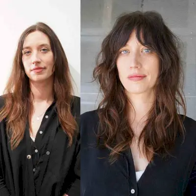 Tousled Shaggy Layers and Bottleneck Bangs