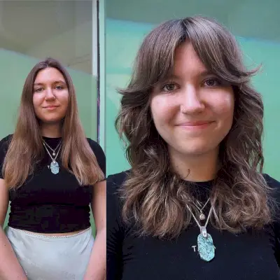 Feminine Wavy Long Curtain Bangs