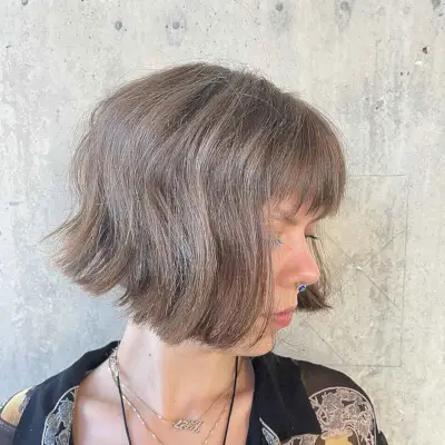 Classic Wavy Bob with Straight Bangs