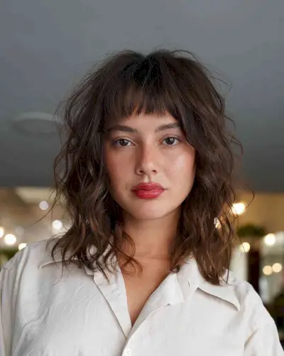 Lived-In Brunette Waves with Short Bangs
