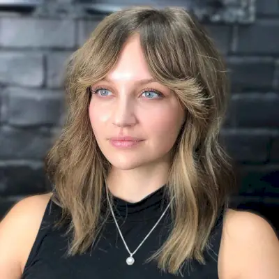 Soft Medium Shag with Bardot Bangs