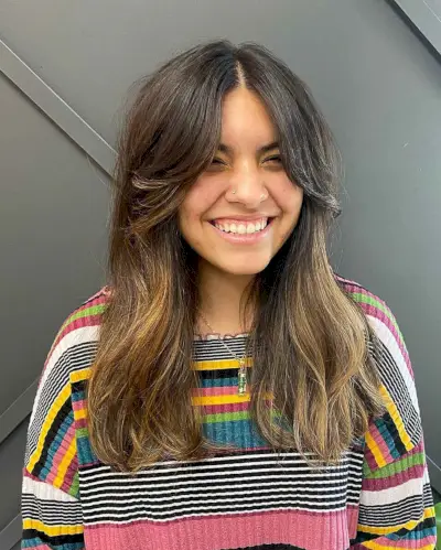 Layered Curtain Bangs on Long Hair