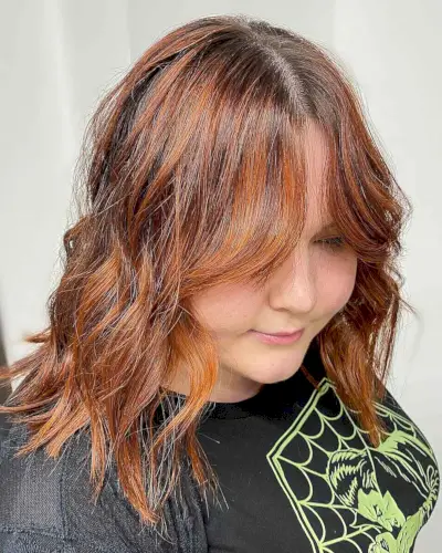 Textured Lob with a Middle Part and Bangs