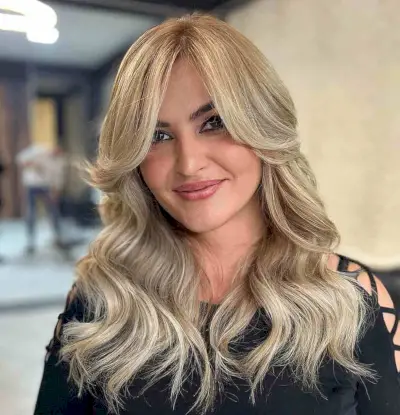 Blonde Feathered Long Curtain Fringe