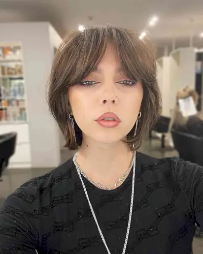 Cute Short Bob with Long Curtain Bangs