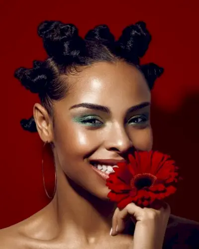 Bantu knots with straight hair