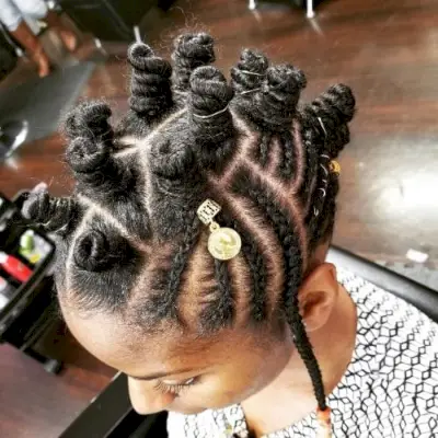 Bantu hairstyle with cornrows