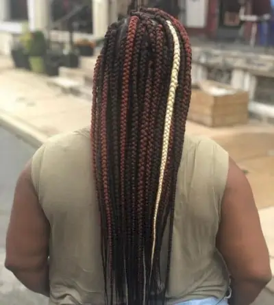 Burgundy and Blonde Box Braids