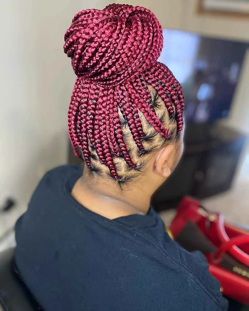 Långa flätor med demibulle' title=