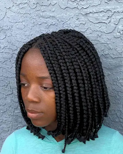 Short Bob with Box Braids for Black Women