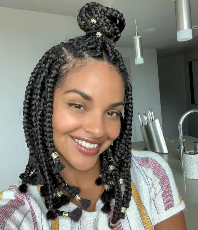 Bun updo for short box braids