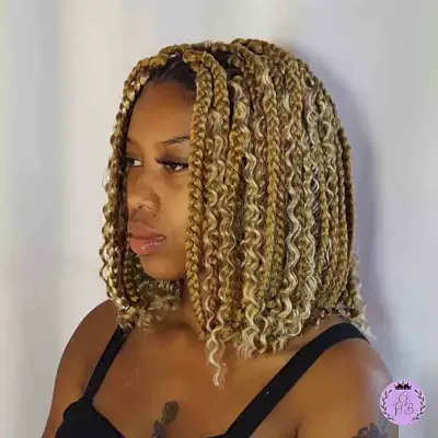Short blonde box braids