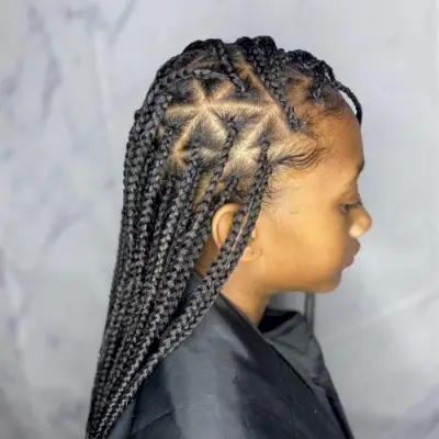 Long Triangle Box Braids for Thin Hair