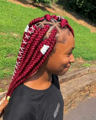 Burgundy Triangle Box Braids