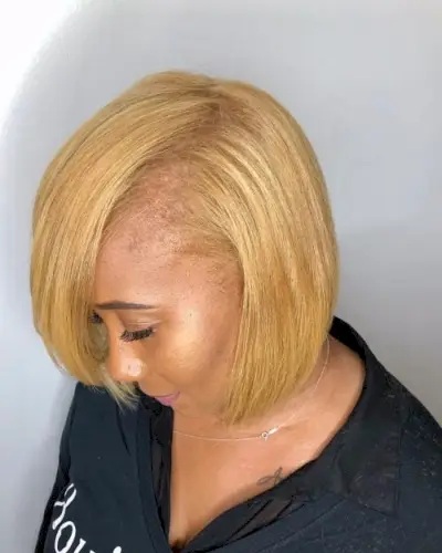 short blonde bob hairstyle for black woman