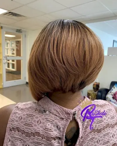 short thick stacked bob hairstyle for black woman