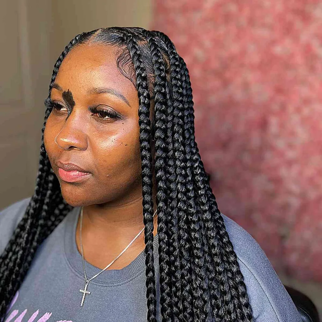 Mittlerer Teil schwarzer poetischer Gerechtigkeit Zöpfe' title=