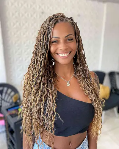 Long Gypsy Box Braids for women with long caramel hair