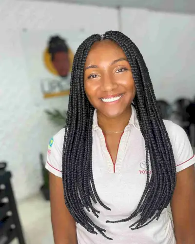 Long Box Braids with a Middle Part