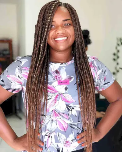 Long Box Braids with a Subtle Side Part