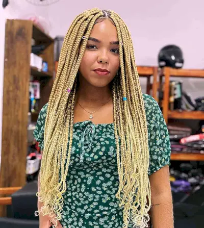 Long Box Braids with Curly Ends