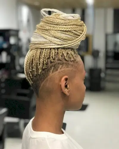 Long Box Braids with Shaved Sides