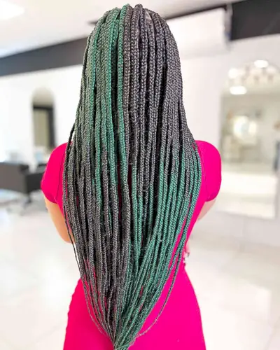 Amazing Green and Black Long Box Braids