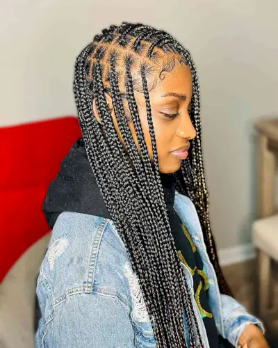 Long Defined Box Braids for Black Ladies with a trendy style