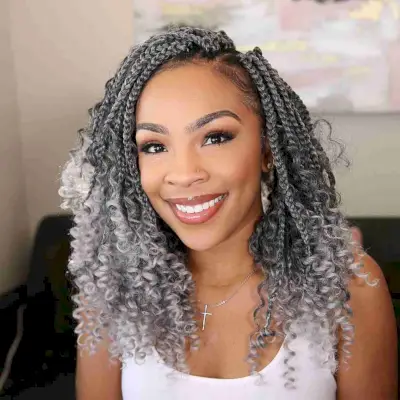 Gray Ombre Goddess Braids with Twists