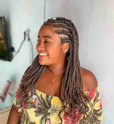 Big Goddess Braids with Wavy Ends