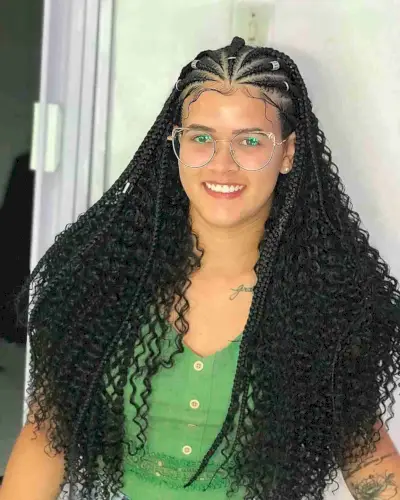 Tribal Goddess Braids on Long Coiled Hair