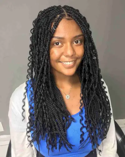 Goddess Long Braids with Tight Curls