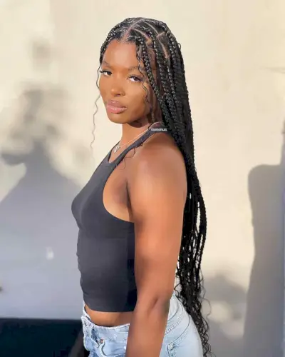 Center-Parted Goddess Braids with Face-Framing Pieces