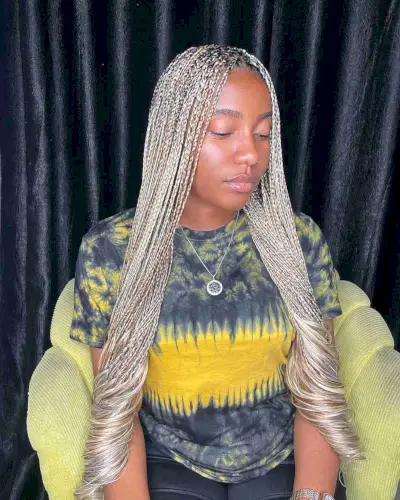 Mini Goddess Braids with Bright Blonde Color