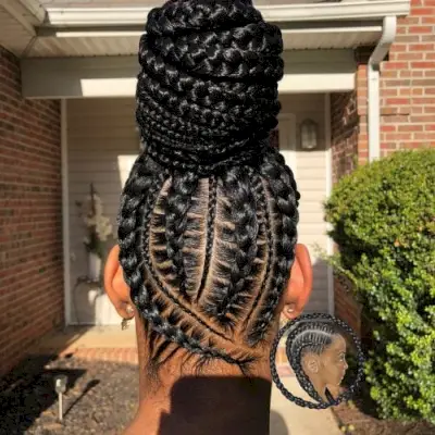 Goddess Braids Updo with an Elegant Top Knot