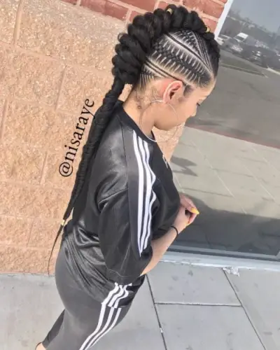 Long Goddess Braids with Faux Hawk