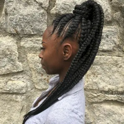 Goddess Braids in a Ponytail